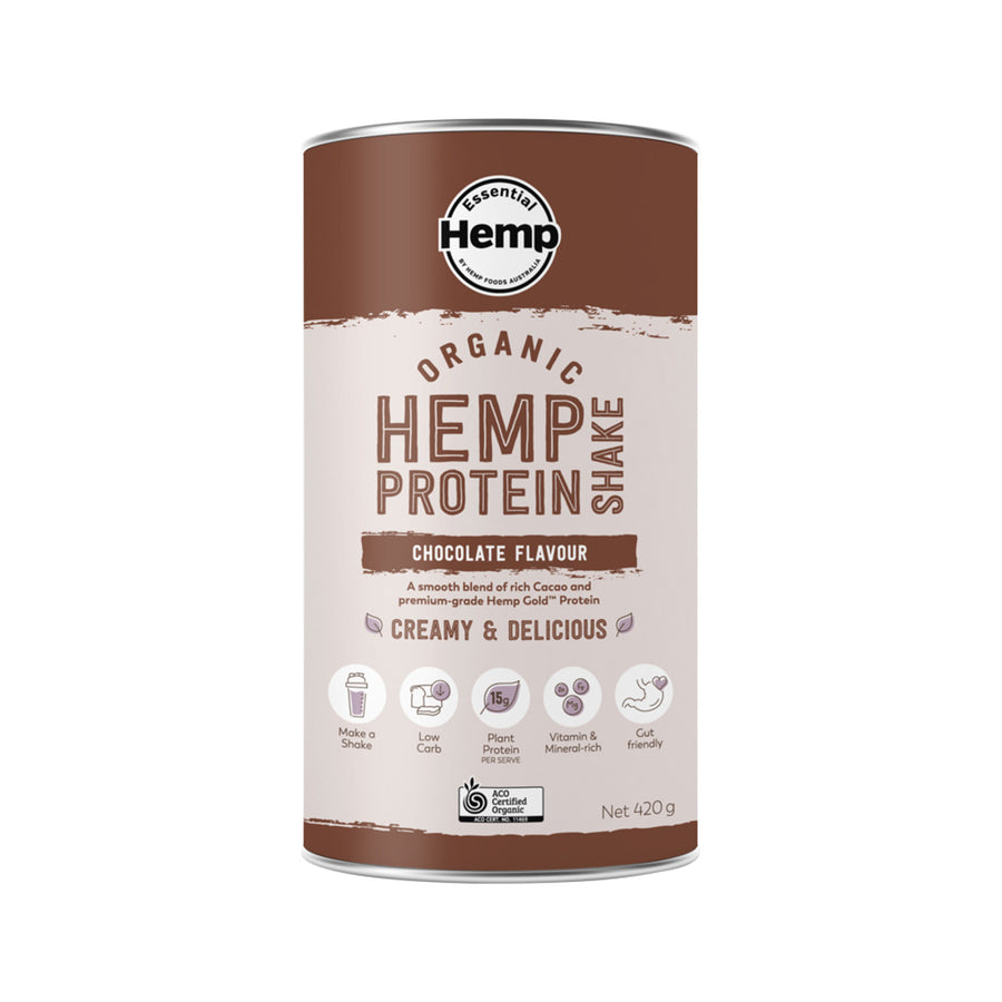 Hemp Essential Organic Hemp Protein Shake Chocolate Flavour Creamy and Delicious 420g
