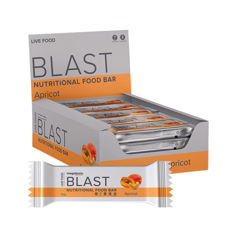 MegaBurn Nutritional Live Food Bar Blast (Apricot) 50g x 10 Display