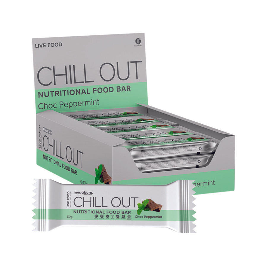 MegaBurn Nutritional Live Food Bar Chill Out (Choc Peppermint) 50g x 10 Display