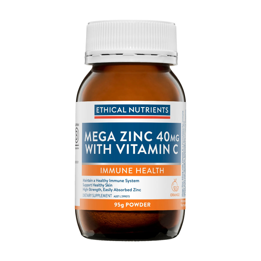 ETHICAL NUTRIENTS MEGA ZINC 40MG VITAMIN C ORANGE 95G