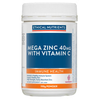 ETHICAL NUTRIENTS MEGA ZINC 40MG VITAMIN C RASPBERRY 190G