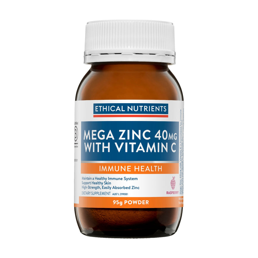 ETHICAL NUTRIENTS MEGA ZINC 40MG VITAMIN C RASPBERRY 95G