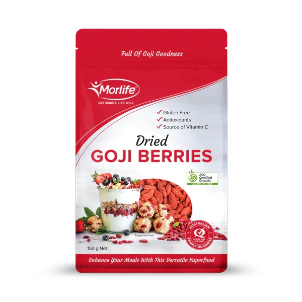 MORLIFE ORGANIC DRIED GOJI BERRIES 150G