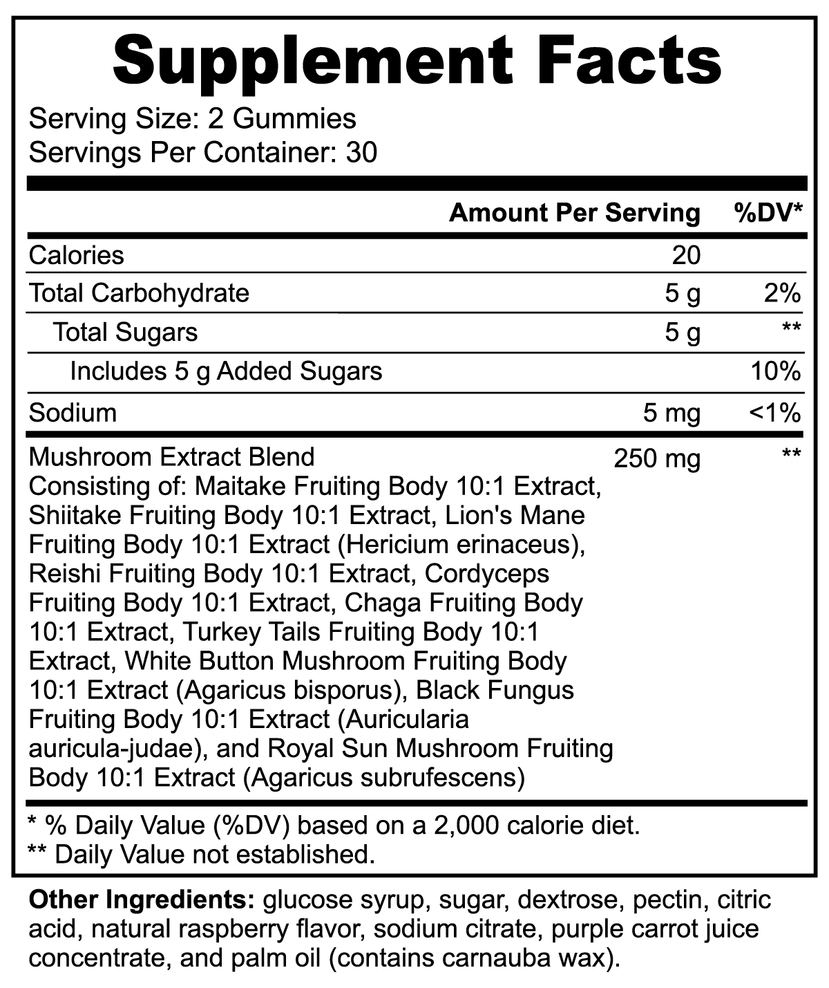 Mushroom Extract Complex Gummies