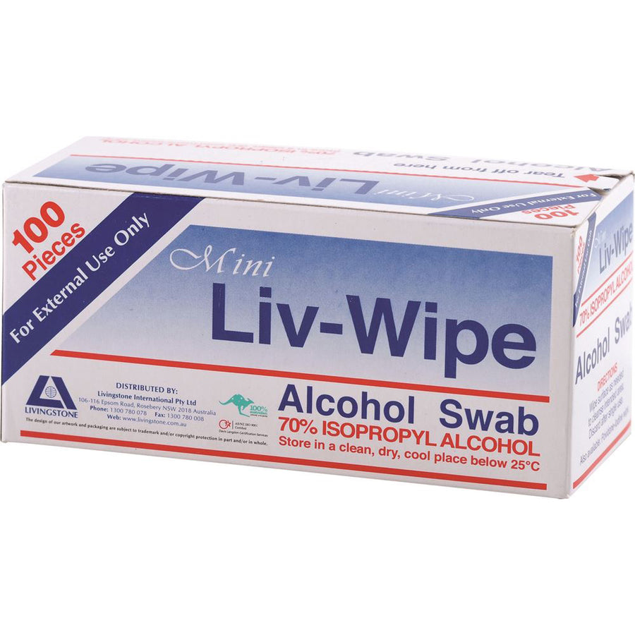 Alcohol Wipes Mini Alcohol Swabs (30x30mm) x 100 Sheets Box