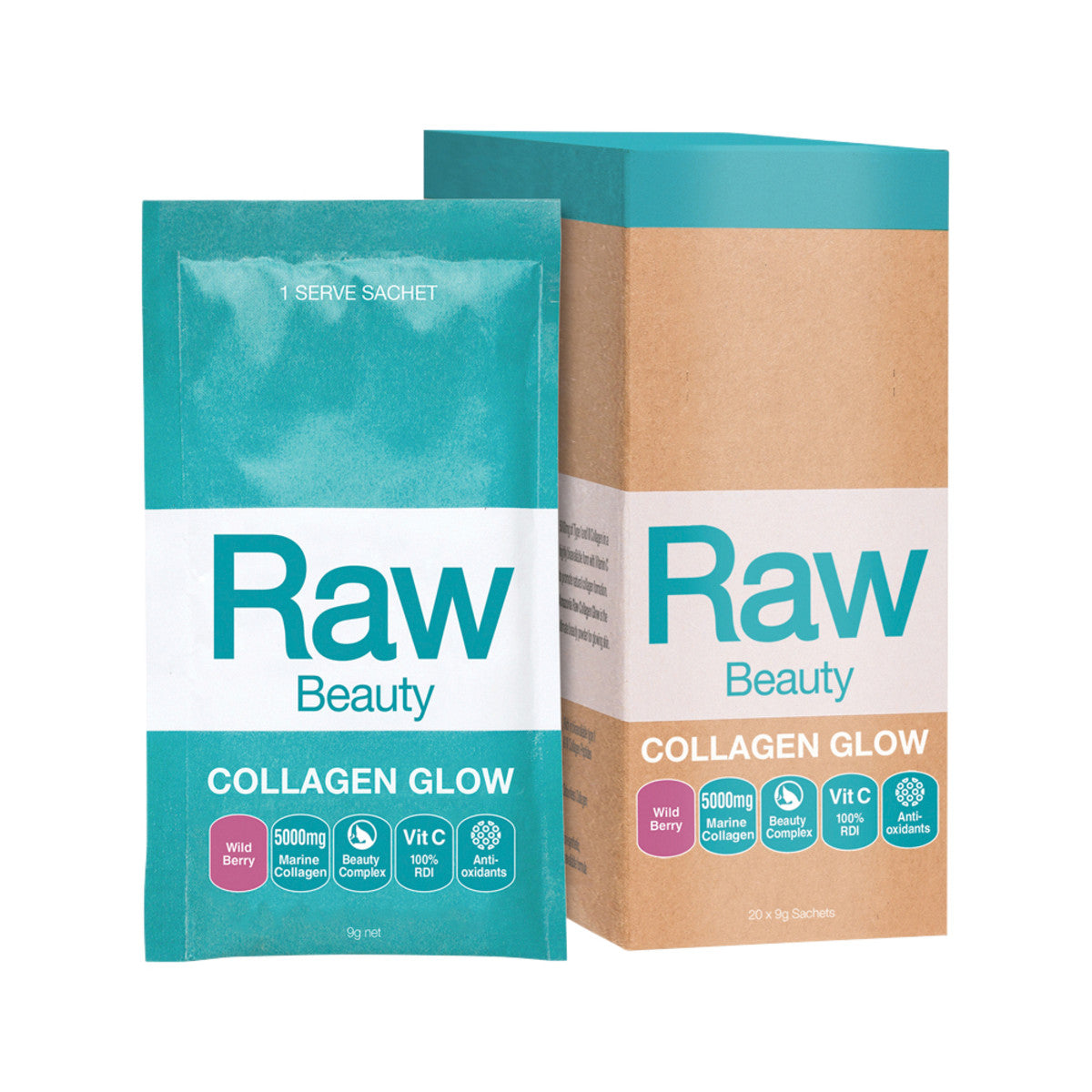 Amazonia Raw Beauty Collagen Glow Wild Berry Sachets 9g x 20 Display