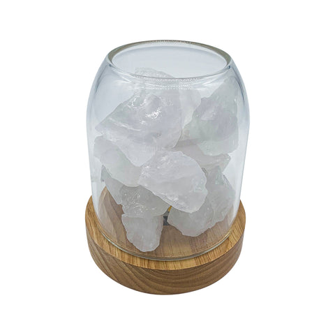 Amrita Court Diffuser Crystal Aurora Wooden Base with Light Clear Quartz