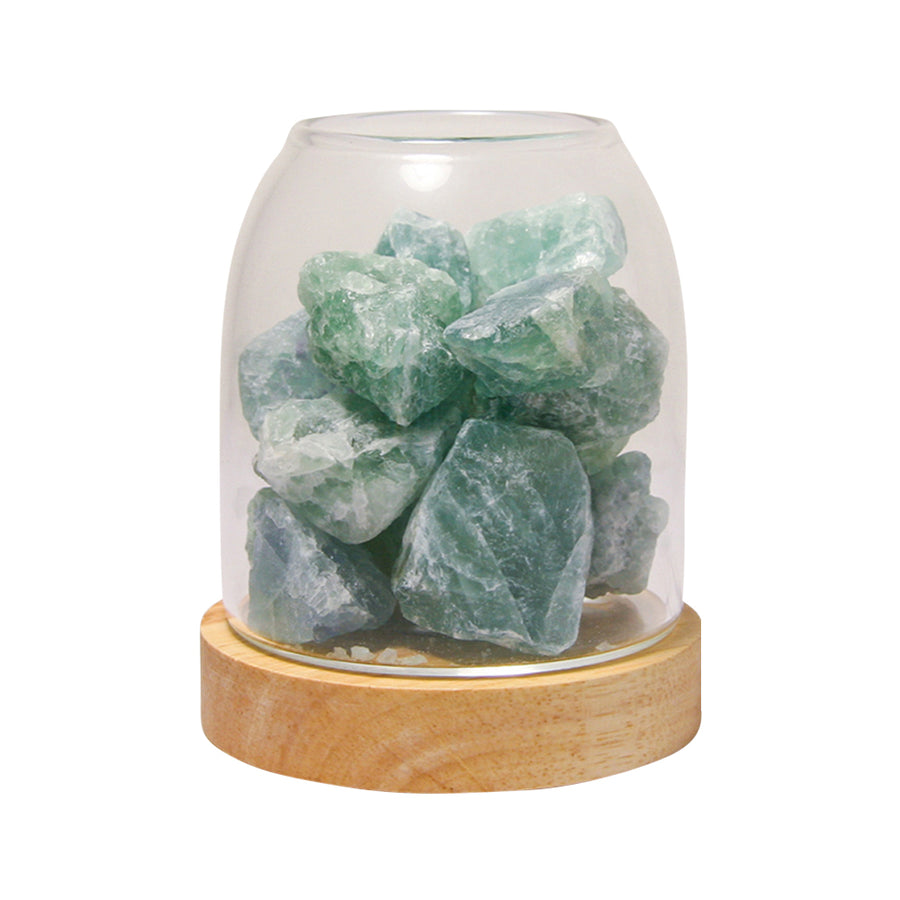 Amrita Court Diffuser Crystal Aurora Wooden Base with Light Green Calcite