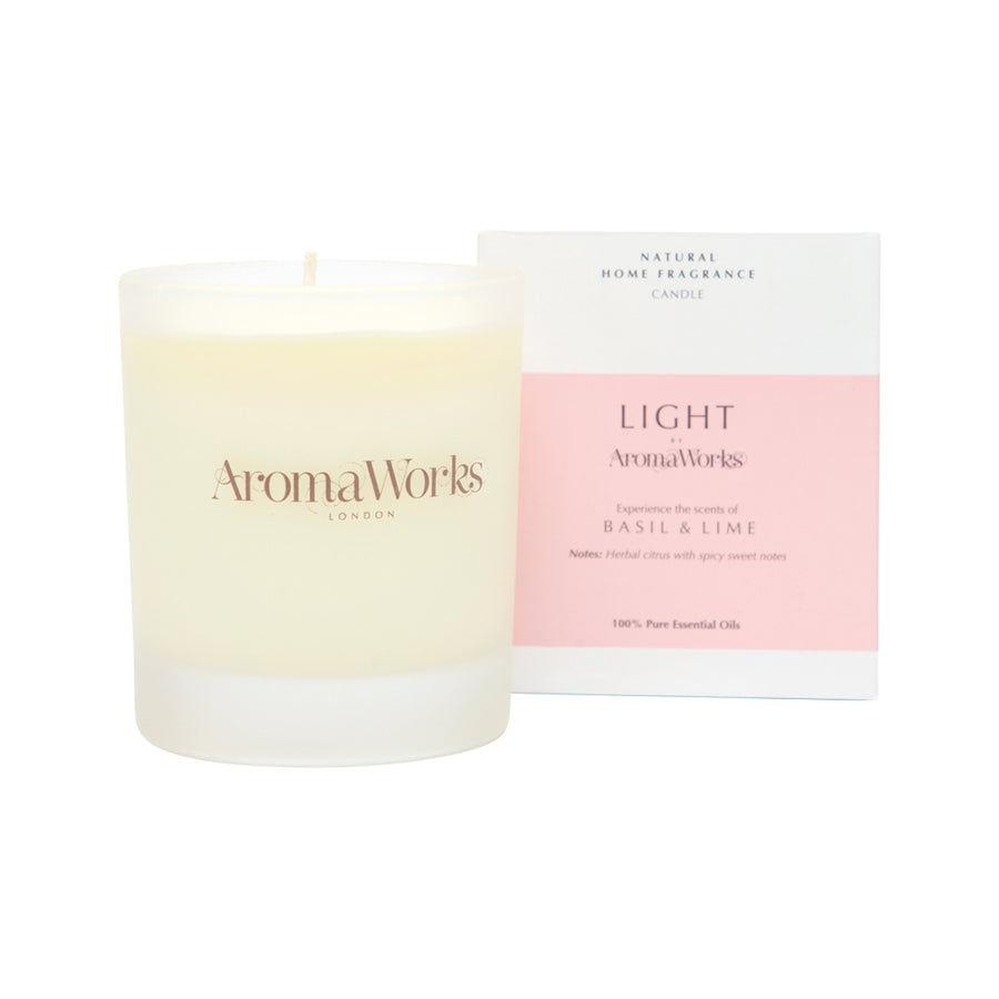 AromaWorks Light Basil & Lime Natural Home Fragrance Candle 