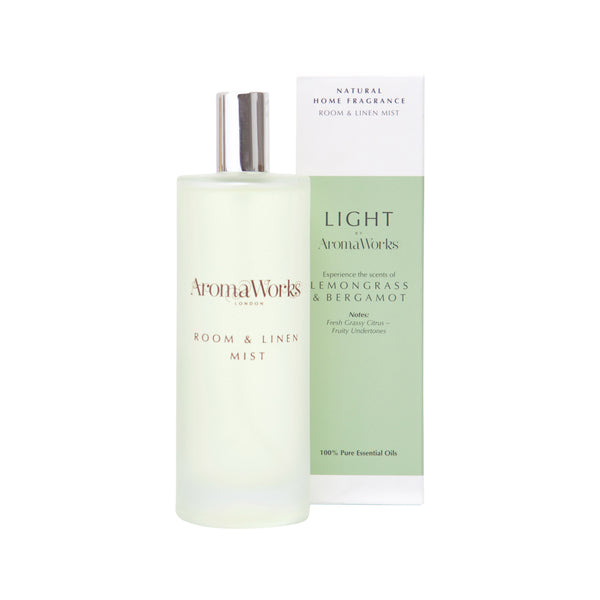 AromaWorks Light Room and Linen Mist Lemongrass and Bergamot 100ml