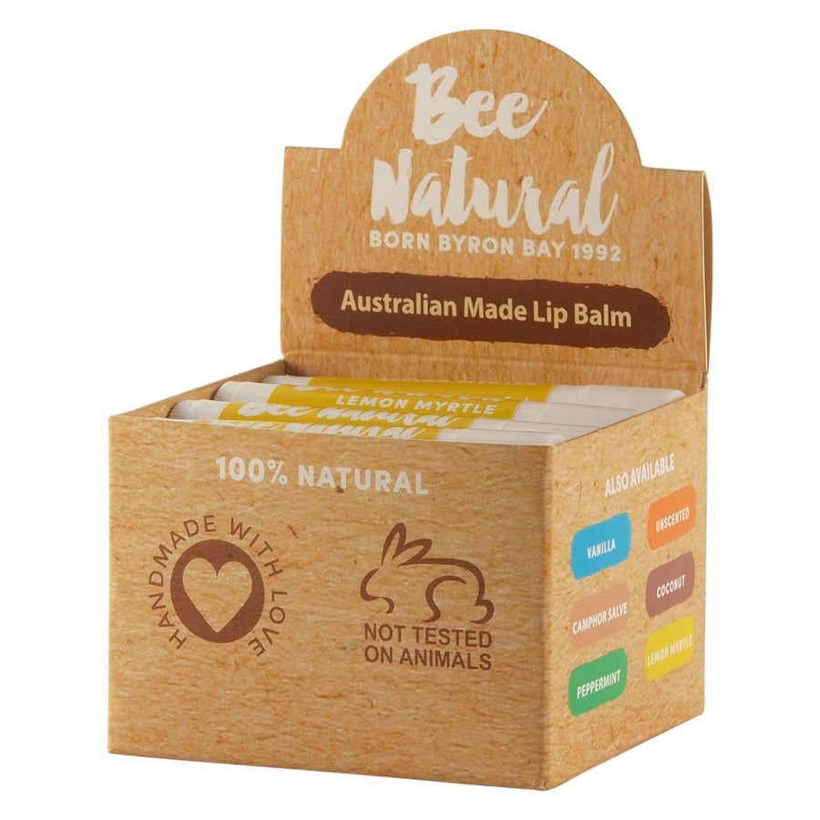 Bee Natural Byron Bay Austalian Made Lip Balm Lemon Myrtle 4.5mL 12 Pieces