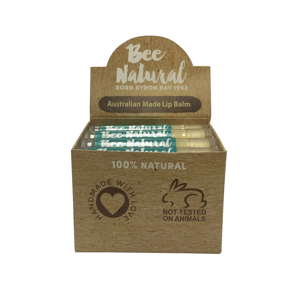 Bee Natural 100% Natural Australian Made Lip Balm Peppermint 4.5ml 12 Display