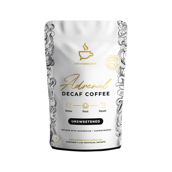 Before You Speak Adrenal Decaf Coffee Unsweetened 5g 7 Packs