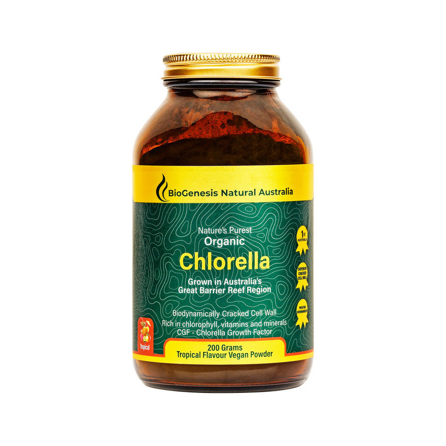 BioGenesis Natural Australia Nature's Purest Organic Chlorella Tropical Flavour Vegan Powder 200g