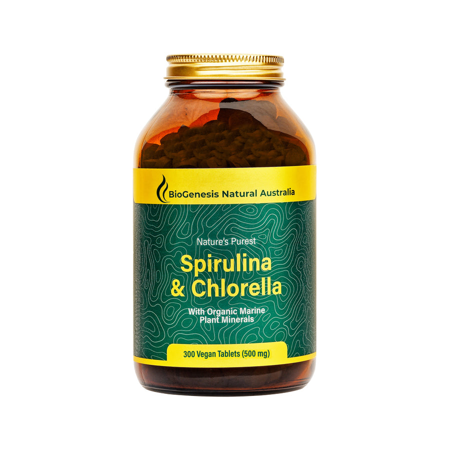 BioGenesis Natural Australia Nature's Purest Spirulina & Chlorella 300 Vegan Tablets