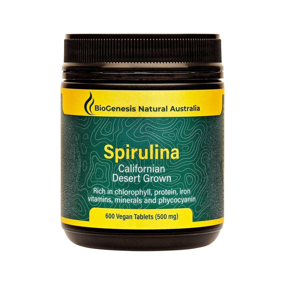 BioGenesis Natural Australia Spirulina Californian Desert Grown 500mg 600 Vegan Tablets