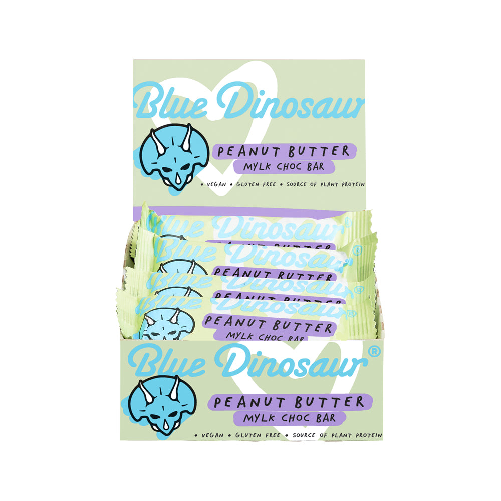 Blue Dinosaur Bar Vegan Peanut Butter and Mylk Chocolate 45g x 12 Display