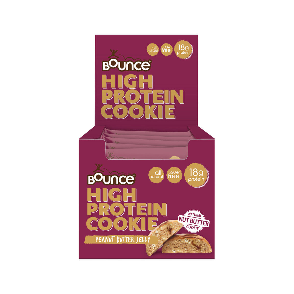 Bounce High Protein Cookie Peanut Butter Jelly 65g x 12 Display