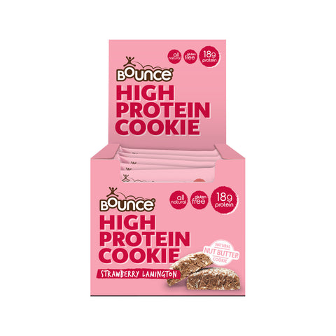 Bounce High Protein Cookie Strawberry Lamington 65g x 12 Display