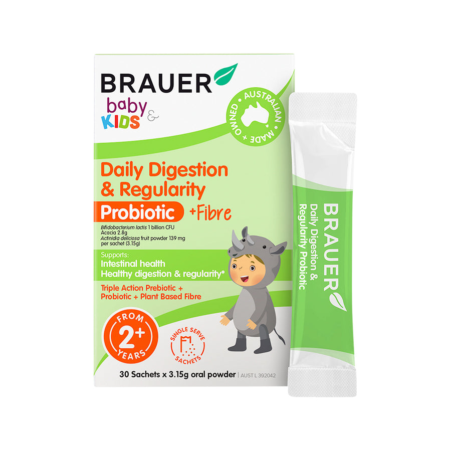 Brauer Kids Daily Digestion Regularity Probiotic Sachets 3.15g x 30 Pack