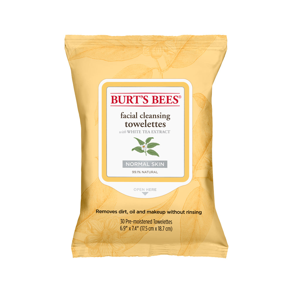 Burts Bees Facial Cleansing Towelettes Normal Skin (with White Tea Extract) x 30 Pack