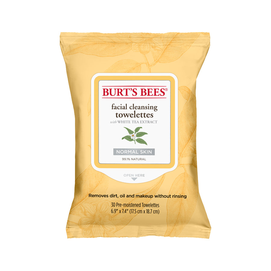 Burts Bees Facial Cleansing Towelettes Normal Skin (with White Tea Extract) x 30 Pack