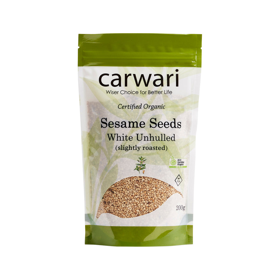 Carwari Certified Organic White Unhulled Sesame Seeds 200g