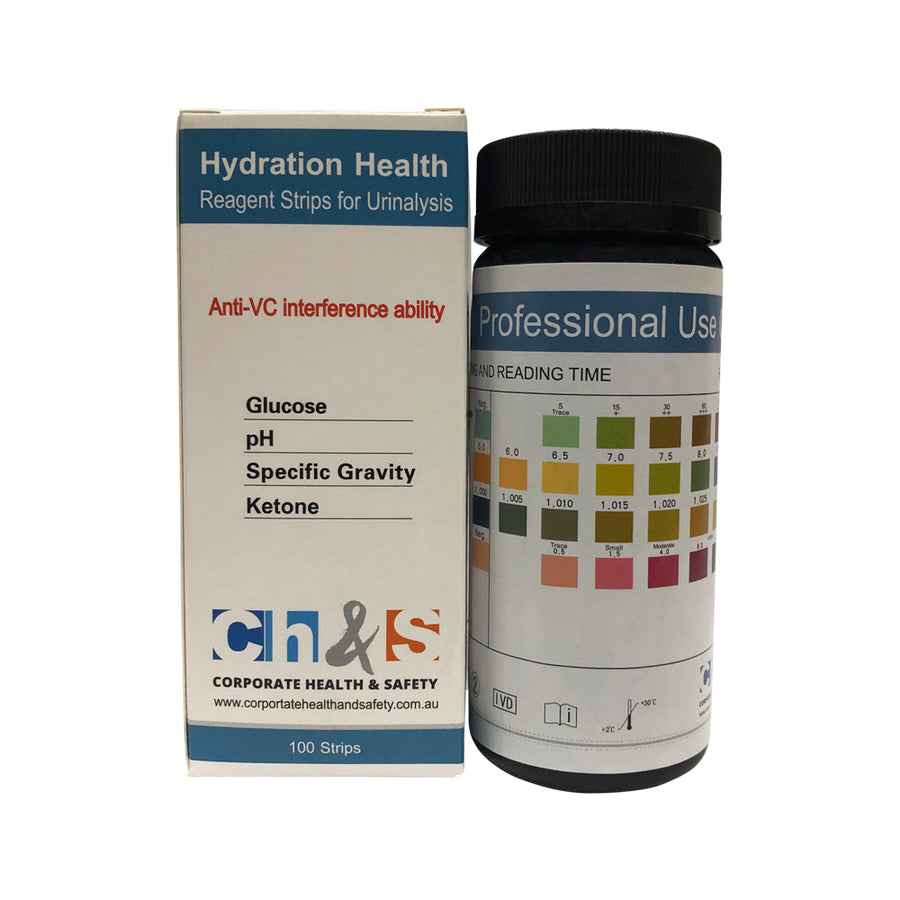 Corporate Health and Safety Hydration Health Reagent Strips for Urinalysis 100 Pack