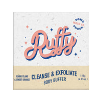 Downunder Wash Co Ruffy Cleanse Exfoliate Body Buffer Ylang Ylang Sweet Orange 115g