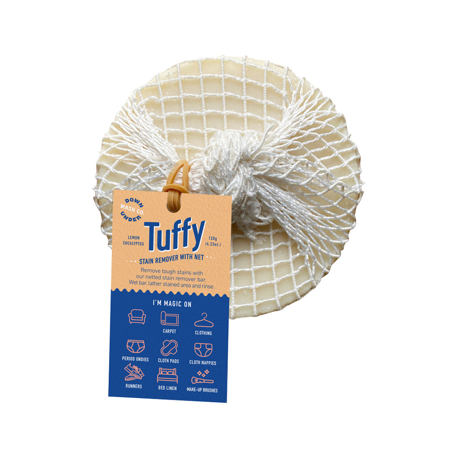 Downunder Wash Co Tuffy Stain Remover Bar with Net Lemon Eucalyptus 120g