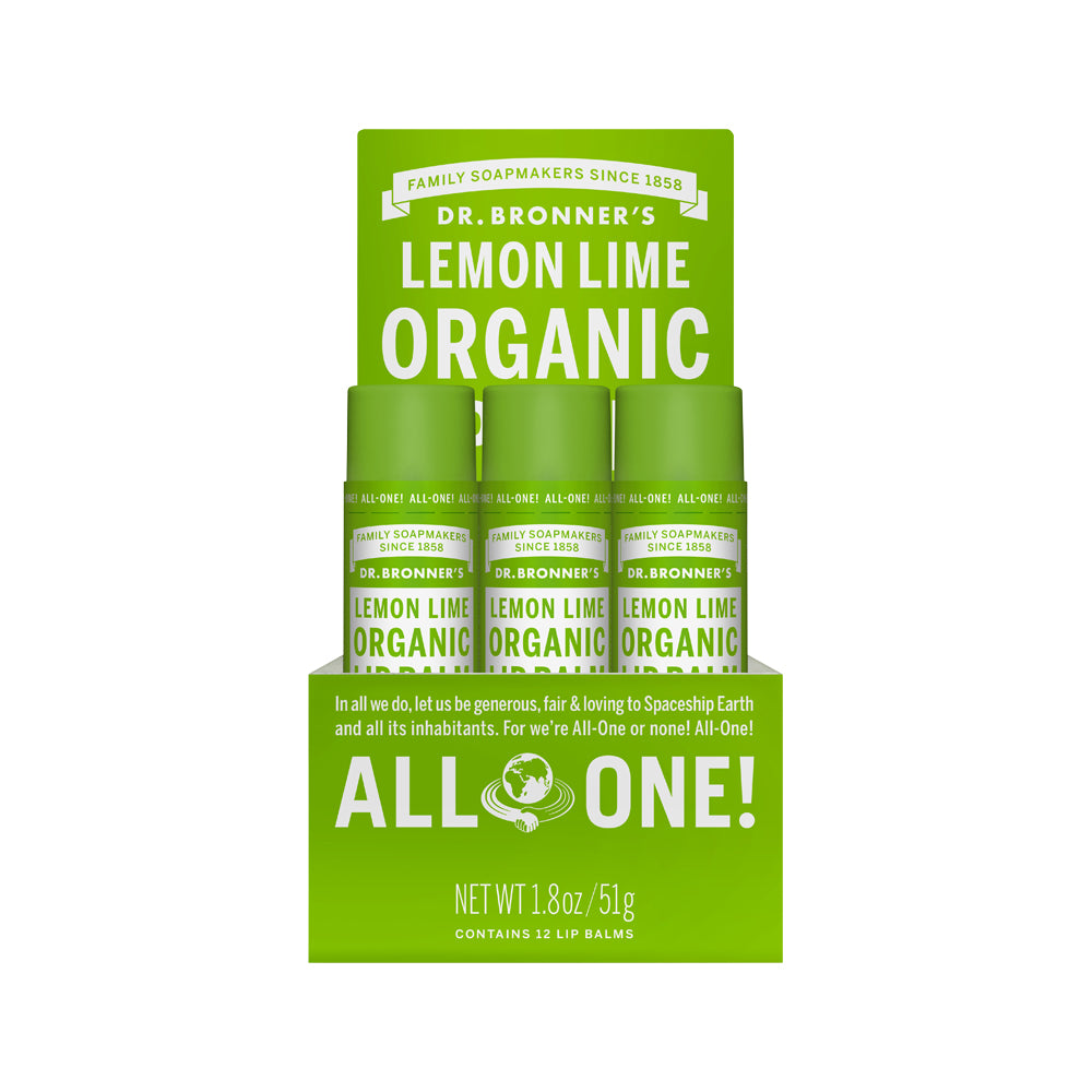 Dr. Bronner's Organic Lip Balm Lemon Lime Loose 4g x 12 Display