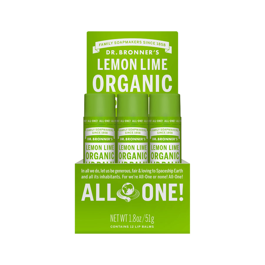 Dr. Bronner's Organic Lip Balm Lemon Lime Loose 4g x 12 Display