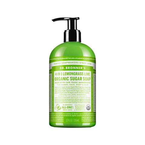 Dr. Bronner's 4 in 1 Lemongrass Lime Organic Sugar Soap Pump 355mL