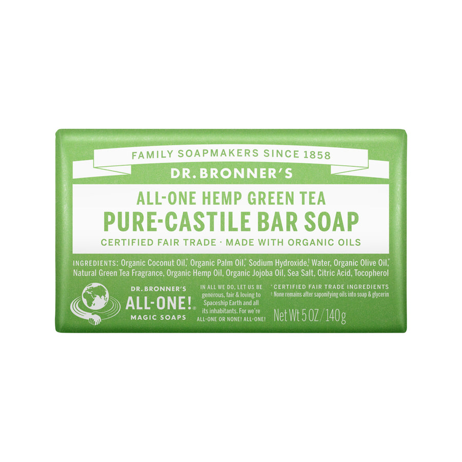 Dr. Bronner's All One Hemp Green Tea Pure Castile Bar Soap 140g