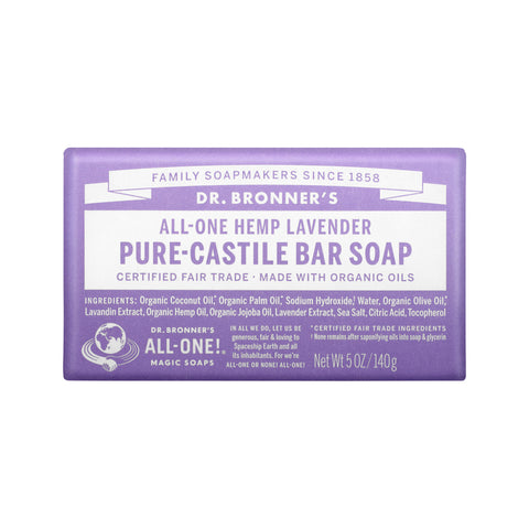 Dr. Bronner's Pure Castile Bar Soap (Hemp All One) Lavender 140g
