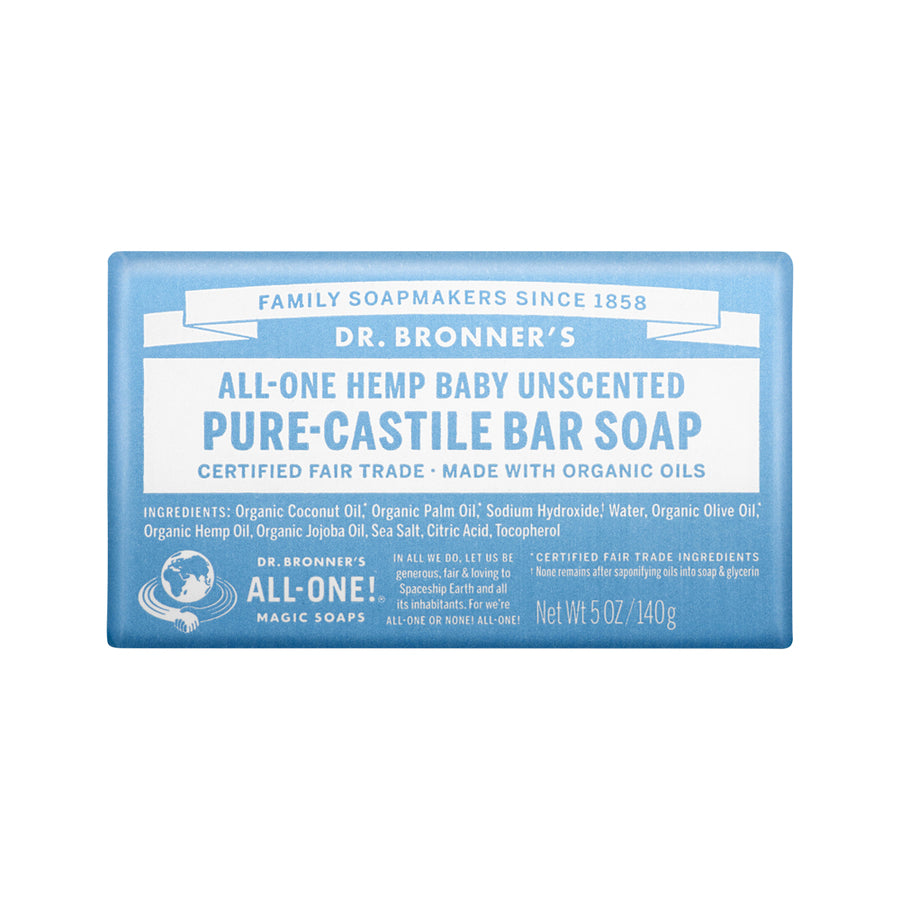 Dr. Bronner's All One Hemp Baby Unscented Pure Castile Bar Soap Unscented 140g