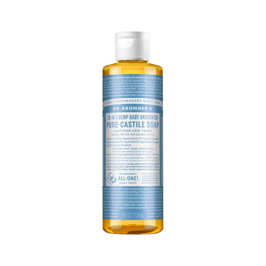 Dr. Bronner's Pure Castile Soap Liquid (Hemp 18 in 1) Unscented (Baby) 237ml