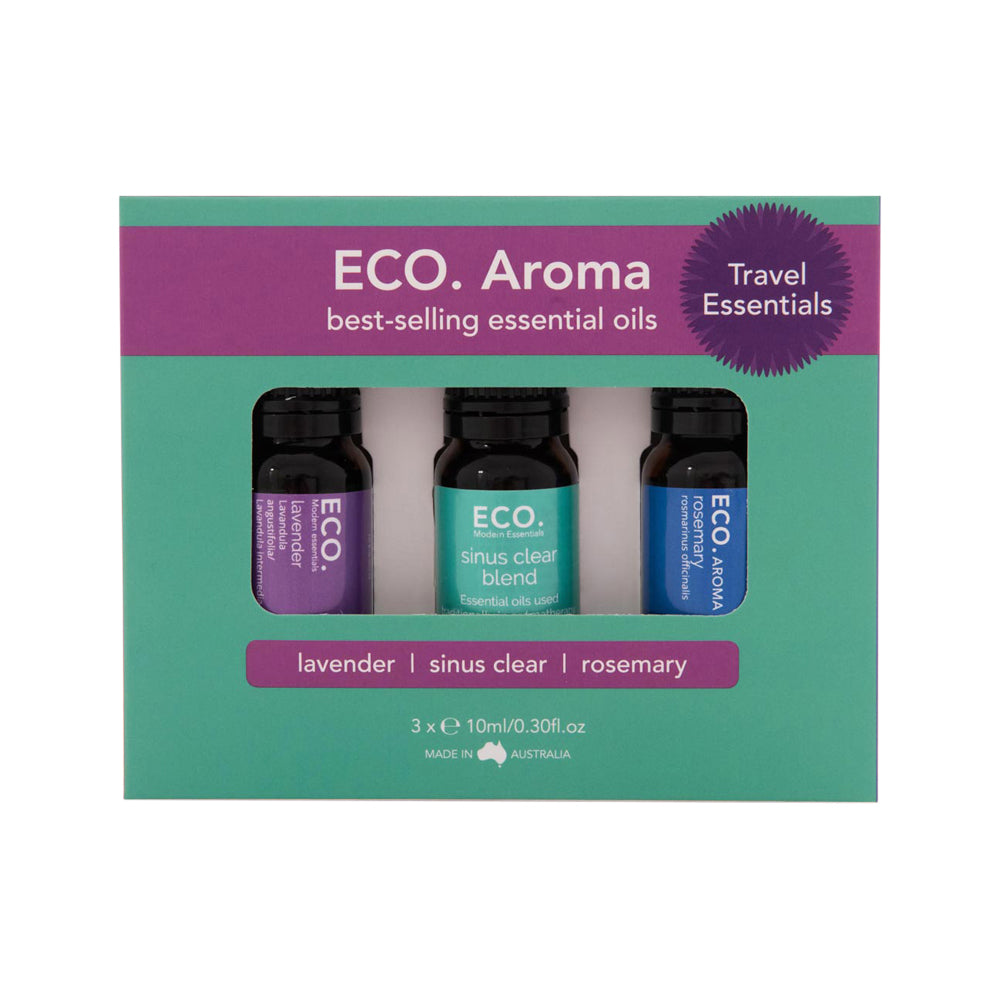 ECO Aroma Travel Essentials Best Selling Essential Oils 10ml 3 Pack