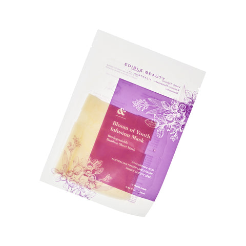 Edible Beauty Australia Bloom of Youth Infusion Mask Biodegradable Bamboo Sheet Mask