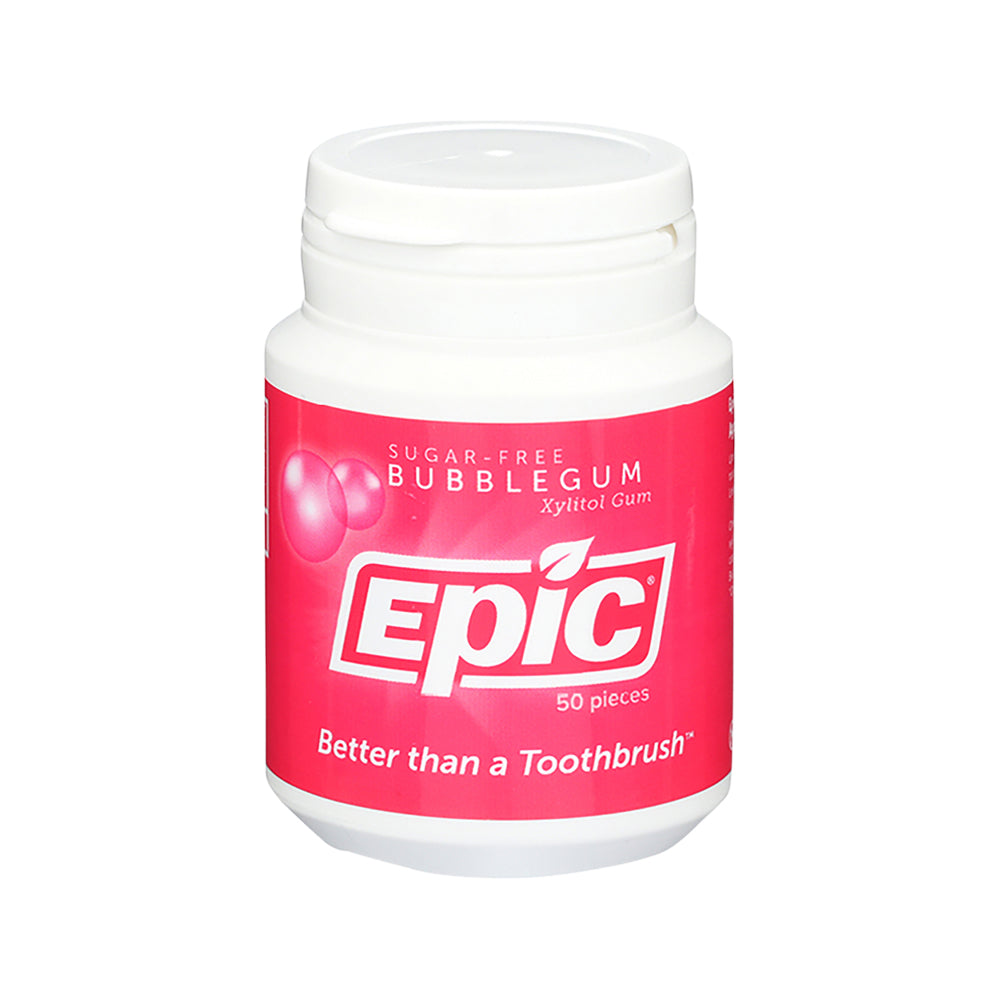 Epic Sugar Free Bubblegum Xylitol Gum 50 Pieces Tub