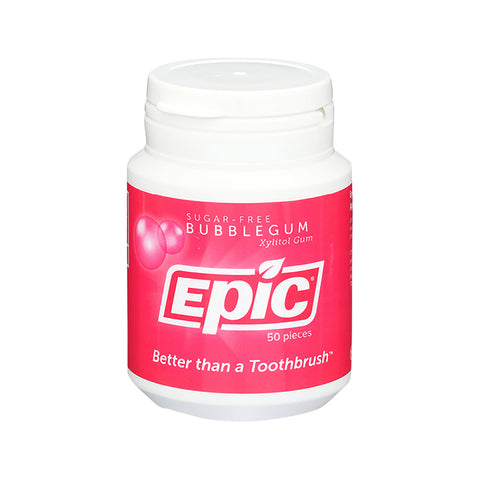 Epic Sugar Free Bubblegum Xylitol Gum 50 Pieces Tub