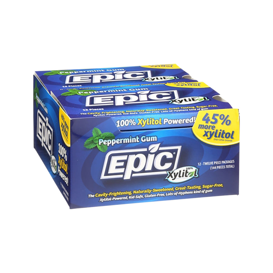 Epic Gum Xylitol Peppermint 12 Piece Blister Pack x 12 Display