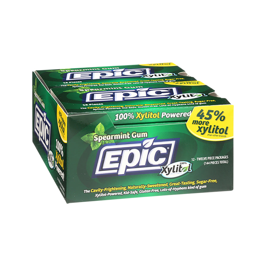 Epic Gum Xylitol Spearmint 12 Piece Blister Pack x 12 Display