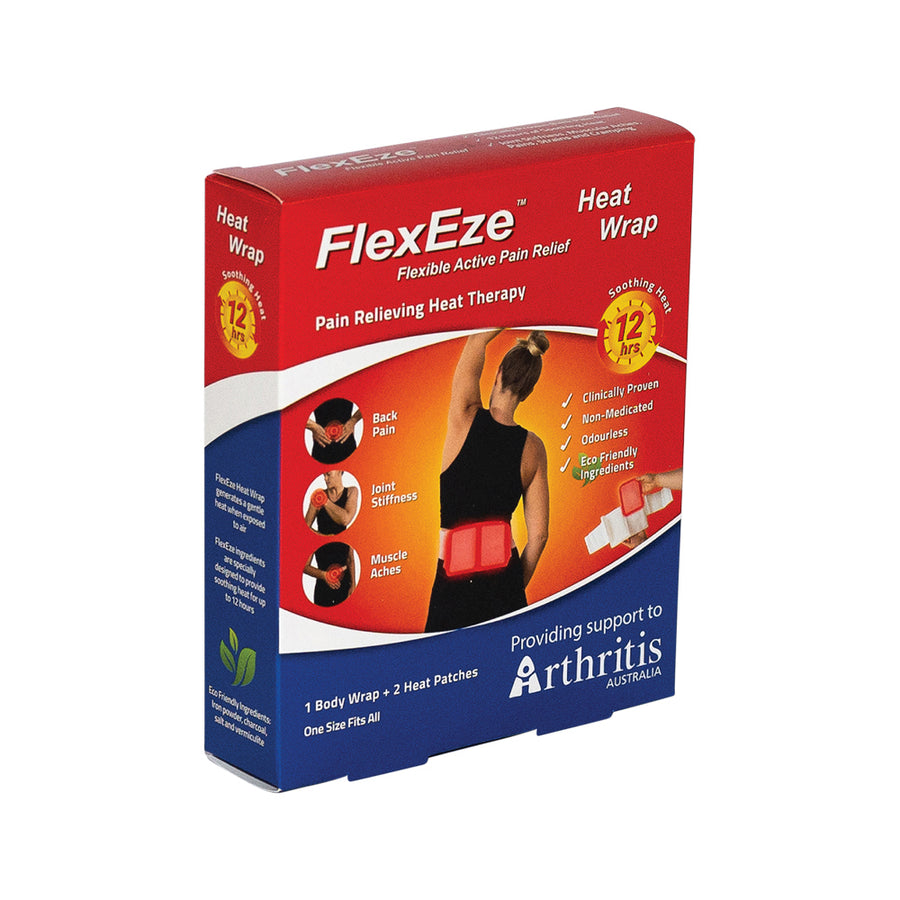 FlexEze Heat Wrap Pain Relieving Heat Therapy 1 Body Wrap and 2 Heat Patches