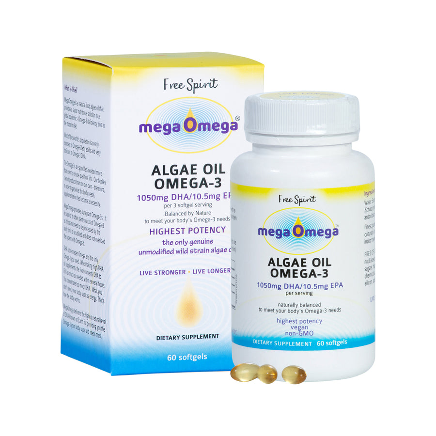 Free Spirit Mega Omega Algae Oil Omega 3 Dietary Supplement 60 Softgels