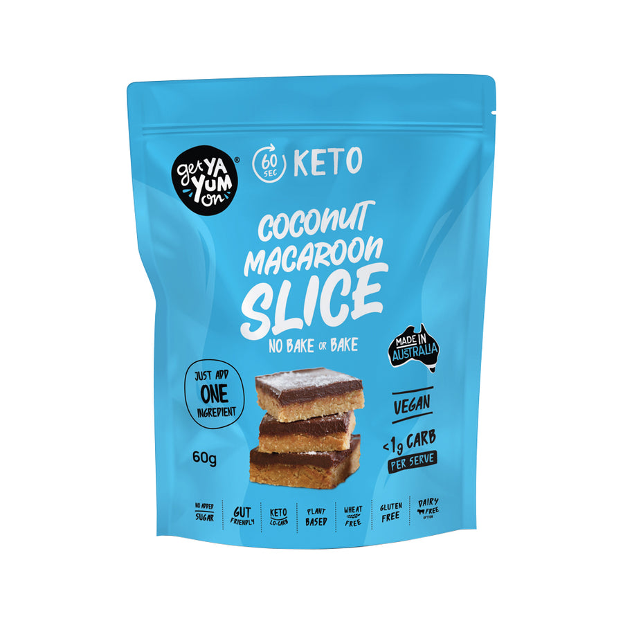 Get Ya Yum On Keto Coconut Macaroon Slice No Bake or Bake 60g