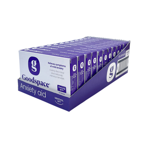 Goodspace Anxiety Aid Chewing Gum Menthol 10pc Sleeve x 12 Display