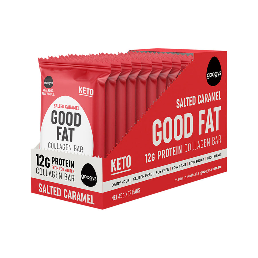 Googys Good Fat Collagen Bar Salted Caramel 45g x 12 Display