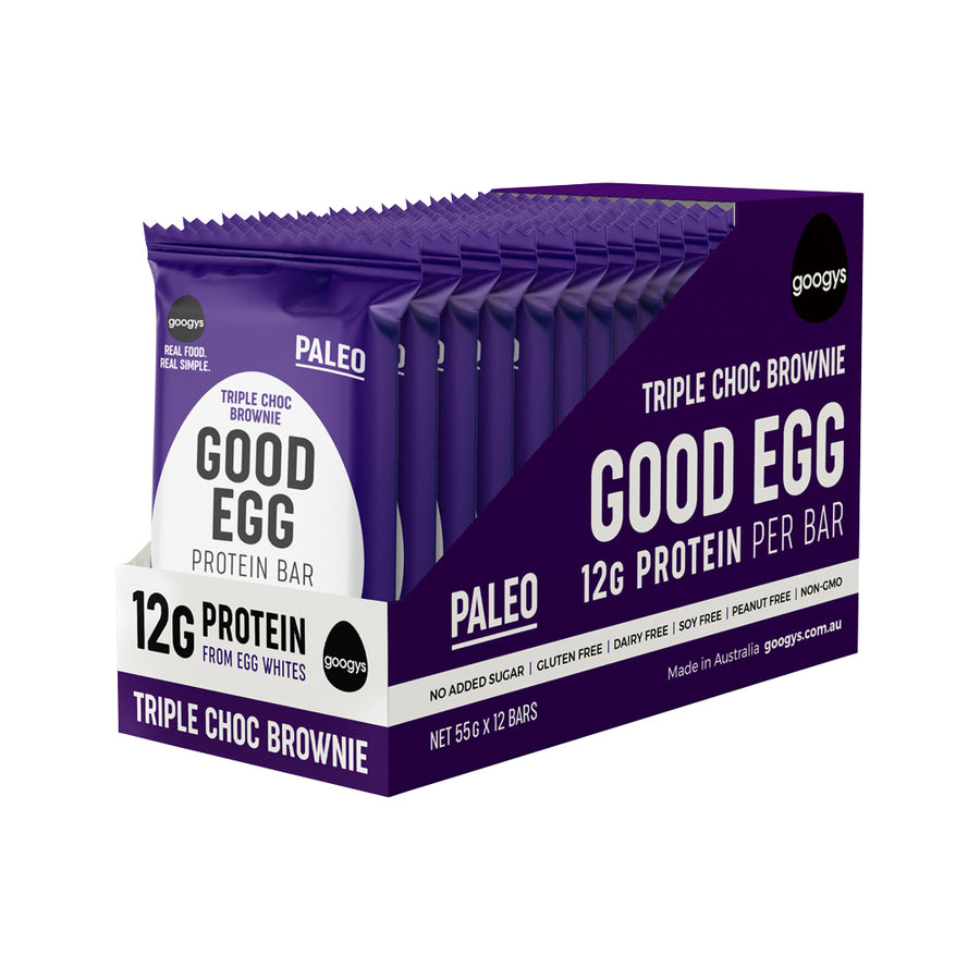 Googys Bar Protein (Good Egg) Triple Choc Brownie 55g x 12 Disp
