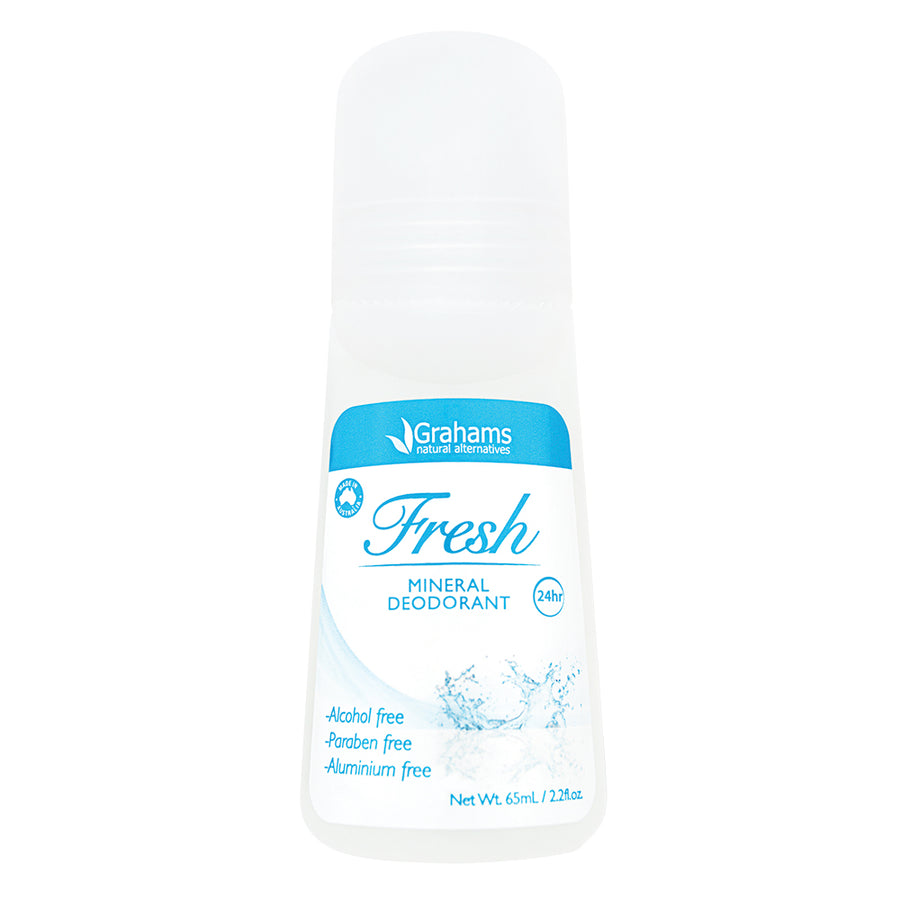 Grahams Natural Mineral Deodorant Roll On Fresh 65ml